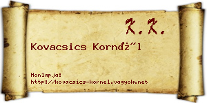 Kovacsics Kornél névjegykártya